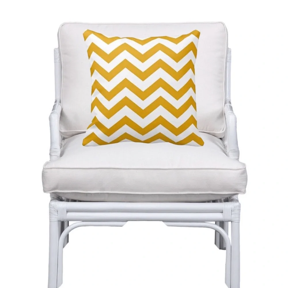 Luxury Home | Chic Mustard Yellow & White Chevron Print Soft Throw Pillow Cover
